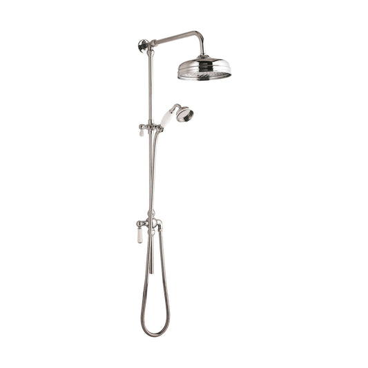 [BSRR312] Exposed Grand Rigid Riser Shower Kit with Fixed Head & Handset  - Chrome/White - Cutout