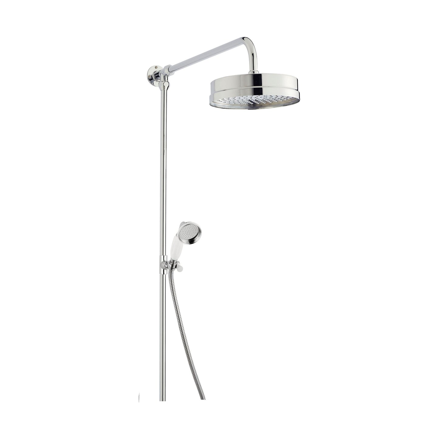 [BSRR606] Luxury Rigid Riser Shower Kit with Fixed Head & Handset  - Chrome/White - Cutout