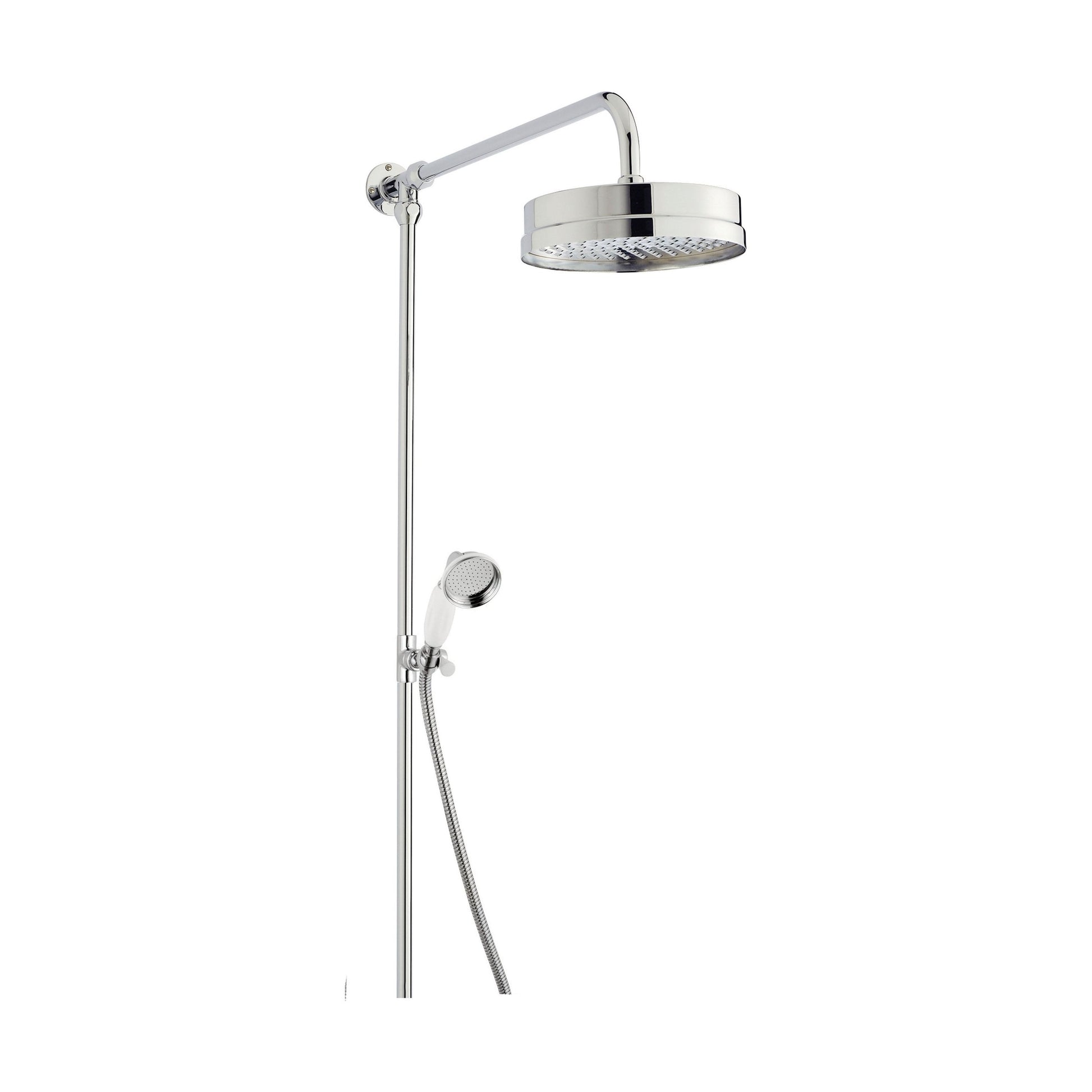 [BSRR606] Luxury Rigid Riser Shower Kit with Fixed Head & Handset  - Chrome/White - Cutout