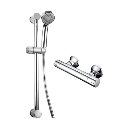 [BSS001] Round Exposed Bar Valve Shower Mixer Set 562mm x 74mm - Chrome - Cutout