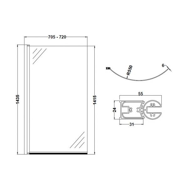 Curved P Bath Screen 1435x720