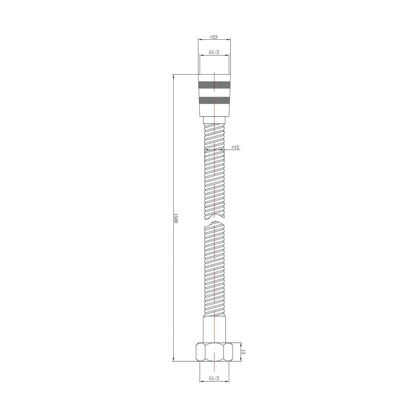 [BSSF891] Contemporary 1.5m Shower Hose Flex - Technical Drawing