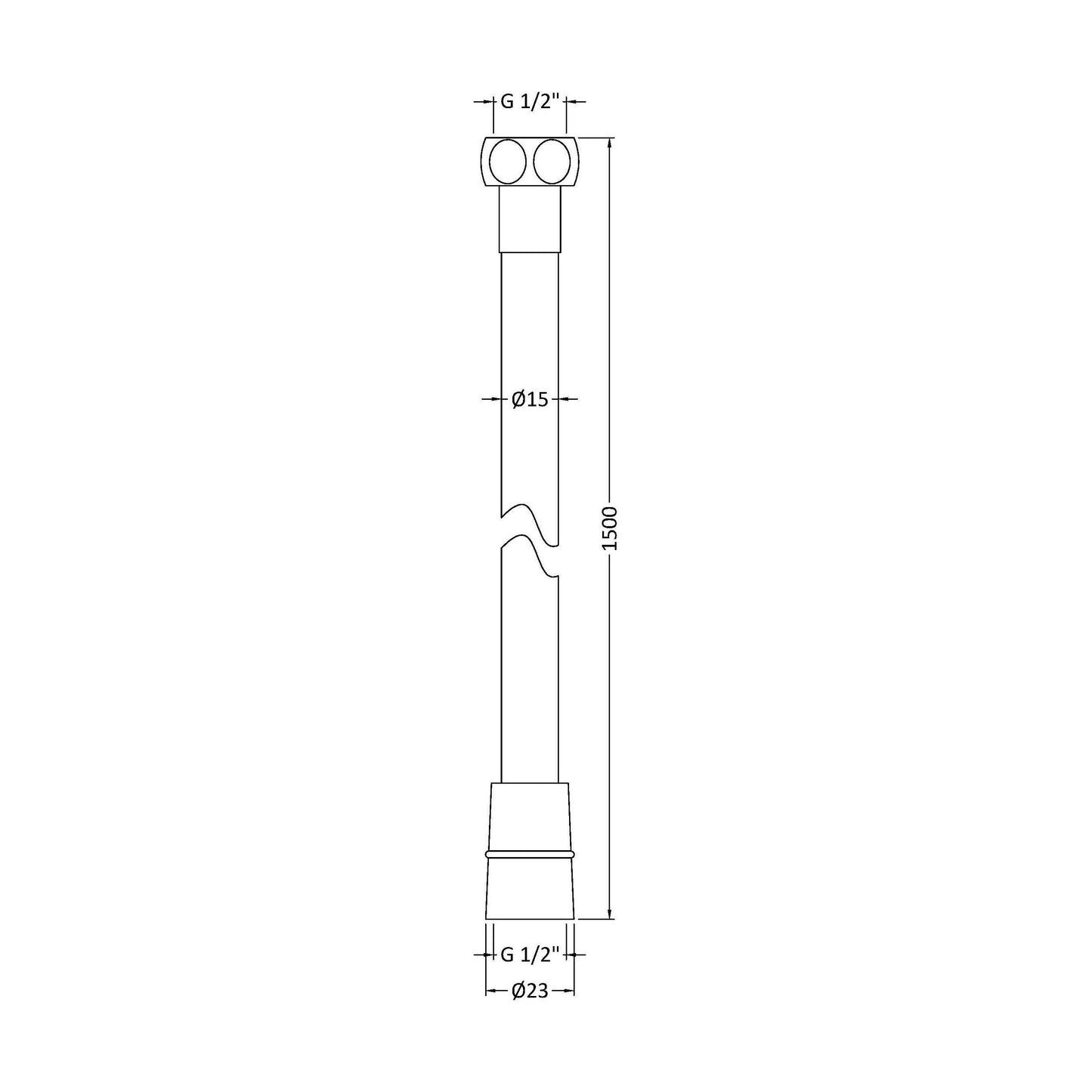 [BSSH321] 1.5M Smooth Silver Flex - Technical Drawing