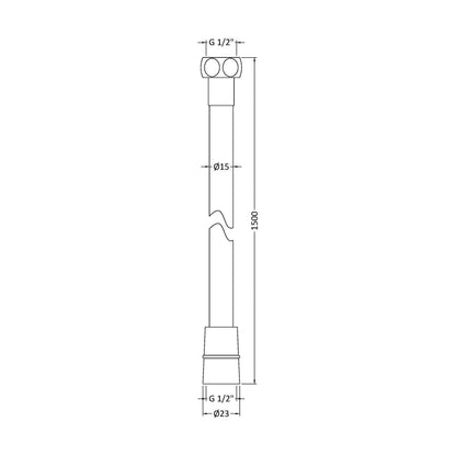 [BSSH321] 1.5M Smooth Silver Flex - Technical Drawing