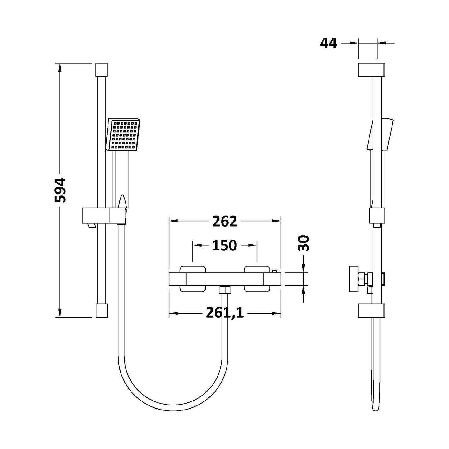 [BSSK827] Square Bar Valve w/ Slider Rail Kit - Technical Drawing