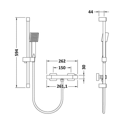 [BSSK827] Square Bar Valve w/ Slider Rail Kit - Technical Drawing