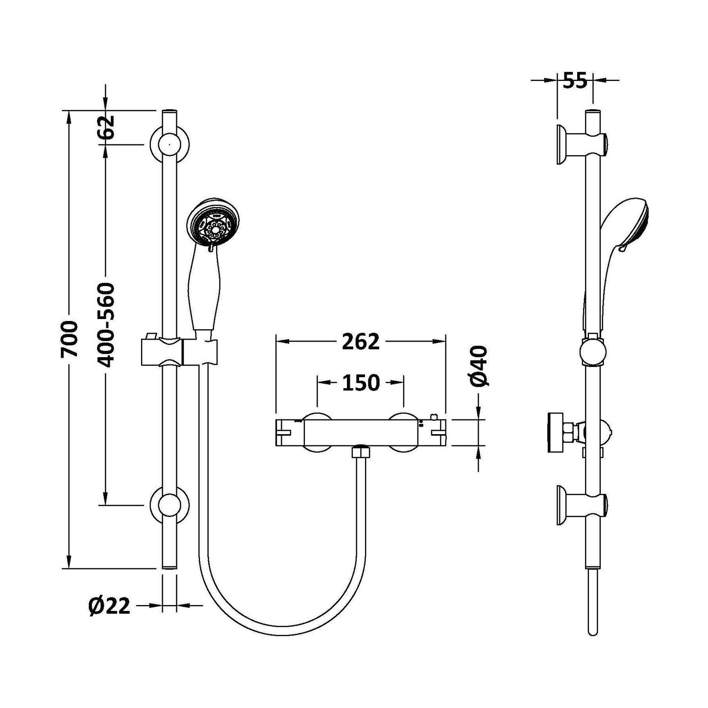 [BSSK828] Round Bar Valve w/ Slider Rail Kit - Technical Drawing