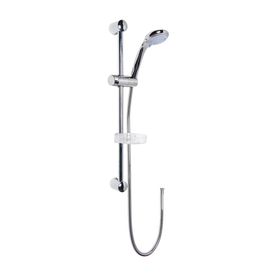 Balterley Contemporary Round Slide Rail Shower Kit with Multi Function Head and Outlet Elbow - Chrome