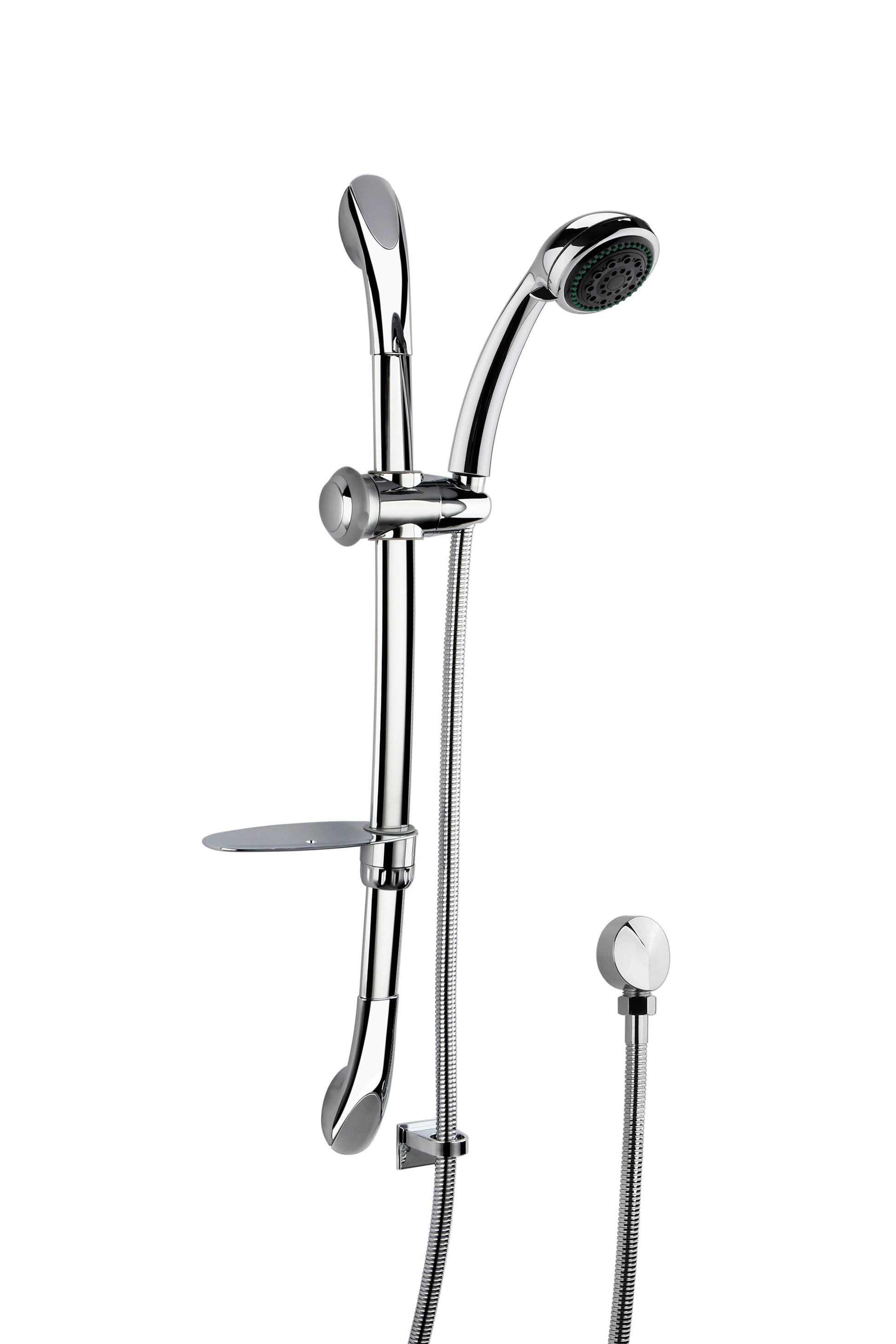 [BSSR273A] Round Luxury Slide Rail Shower Kit with Single Function Head & Outlet Elbow - Chrome - Cutout