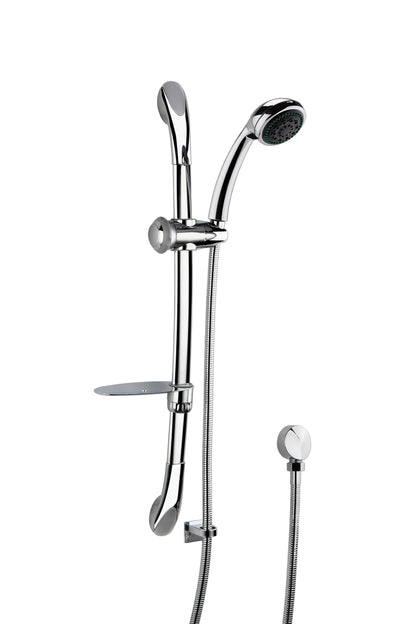 [BSSR273A] Round Luxury Slide Rail Shower Kit with Single Function Head & Outlet Elbow - Chrome - Cutout