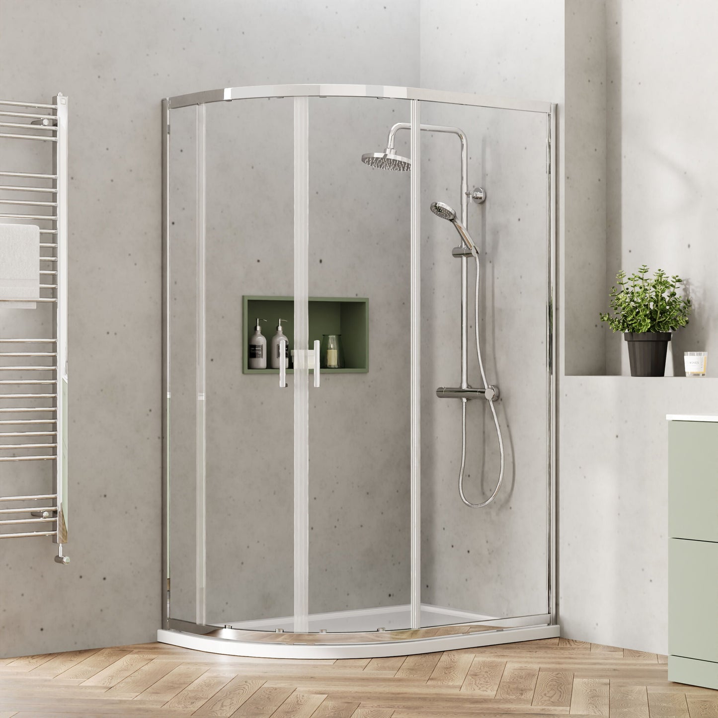 [BSTK375] Consall Round Thermostatic Shower Kit with Fixed Head & Adjustable Handset - Multiple Colours Available - Lifestyle 1