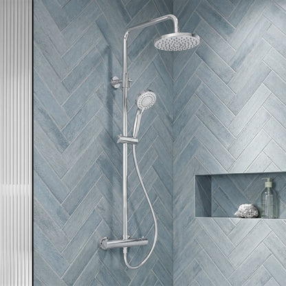 [BSTK375] Consall Round Thermostatic Shower Kit with Fixed Head & Adjustable Handset - Multiple Colours Available - Silo