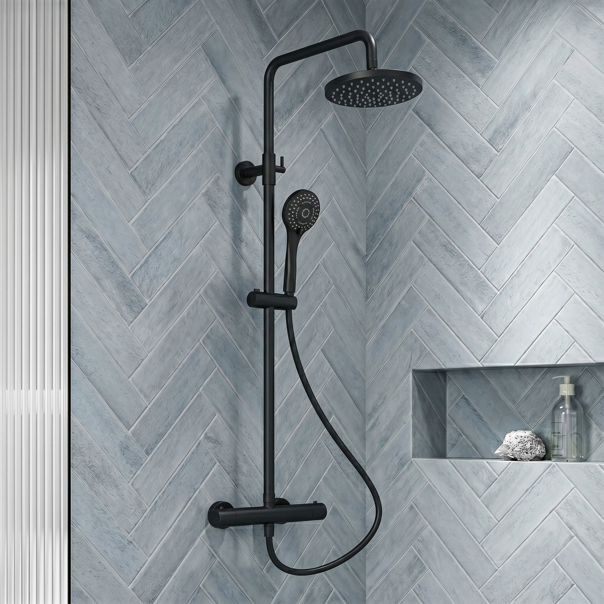 [BSTK475] Consall Round Thermostatic Shower Kit with Fixed Head & Adjustable Handset - Multiple Colours Available - Silo
