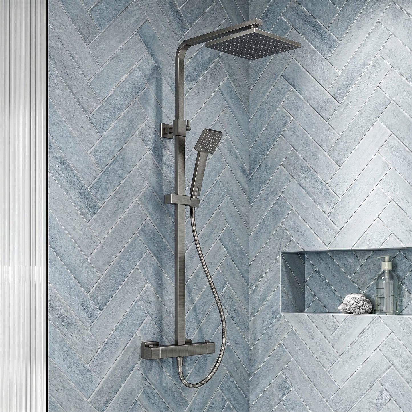 [BSTK786] Swinscoe Square Thermostatic Shower Kit with Fixed Head & Adjustable Handset - Multiple Colours Available - Silo