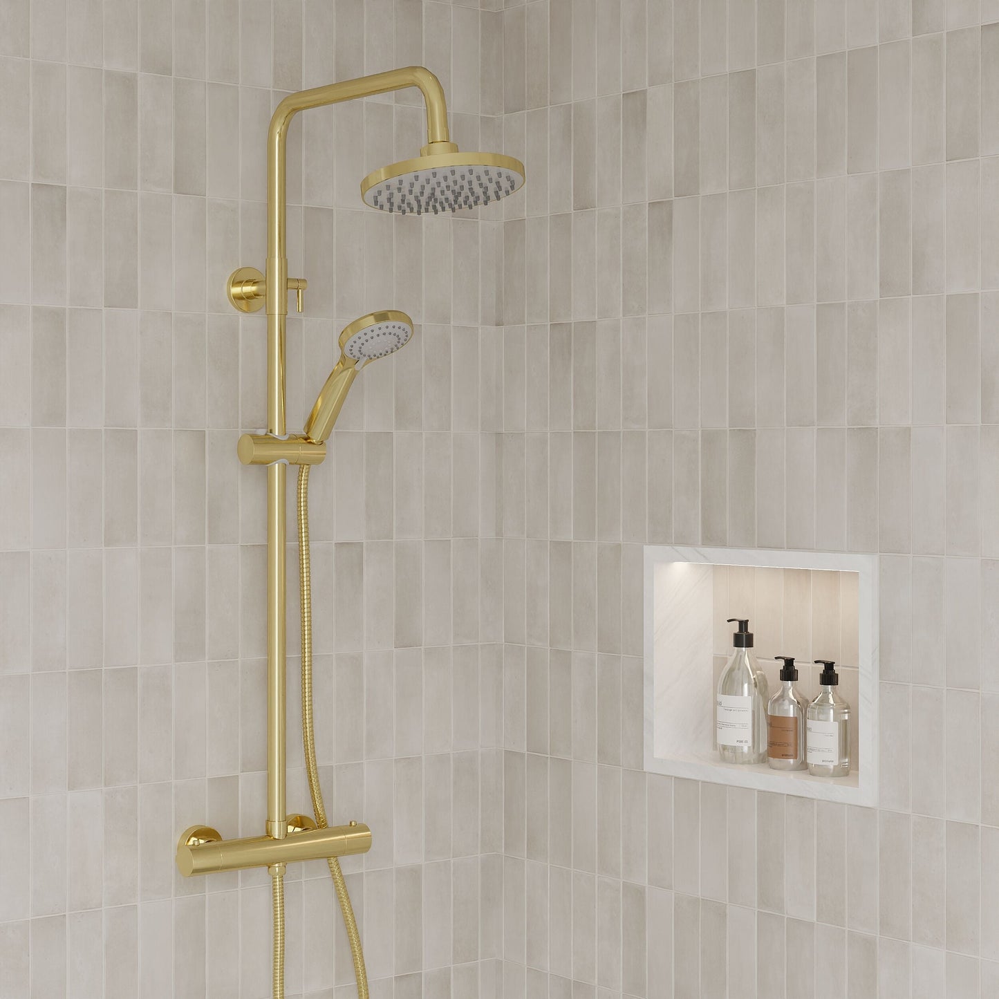 [BSTK875] Consall Round Thermostatic Shower Kit with Fixed Head & Adjustable Handset - Multiple Colours Available - Lifestyle 2