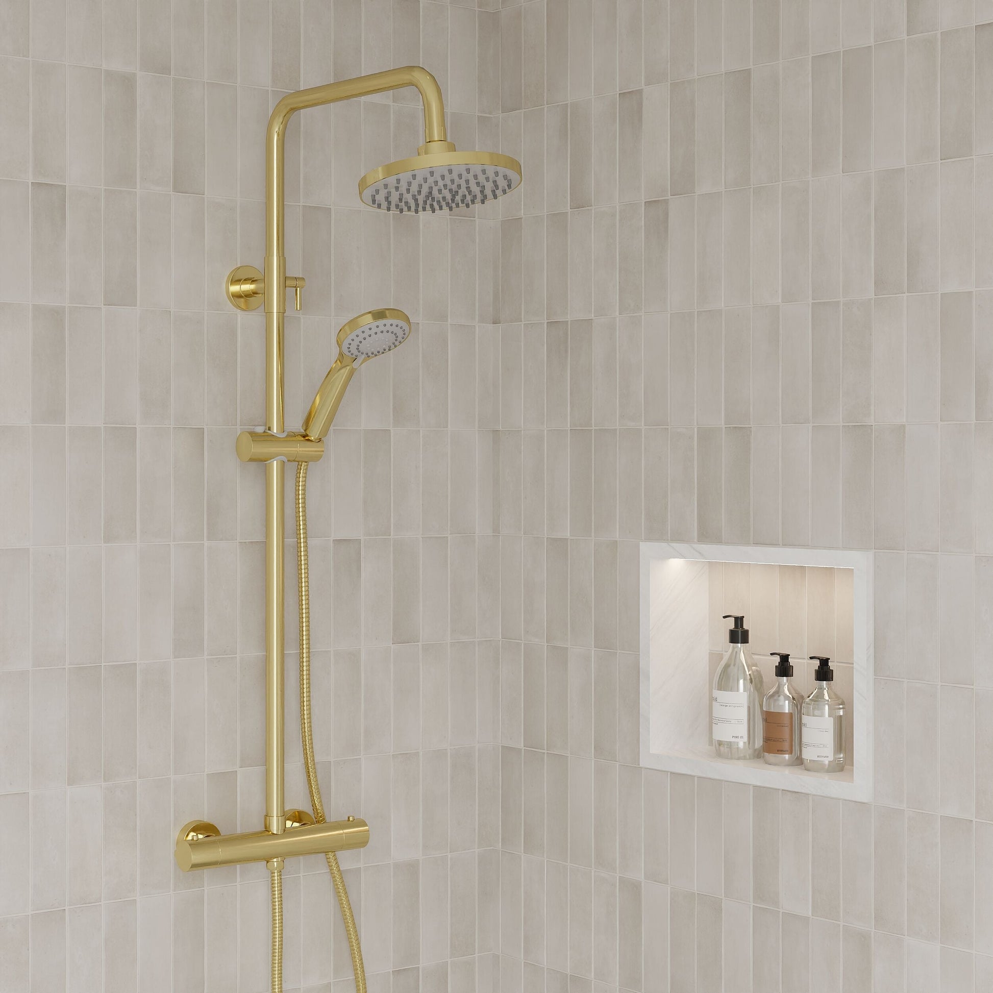 [BSTK875] Consall Round Thermostatic Shower Kit with Fixed Head & Adjustable Handset - Multiple Colours Available - Lifestyle 2
