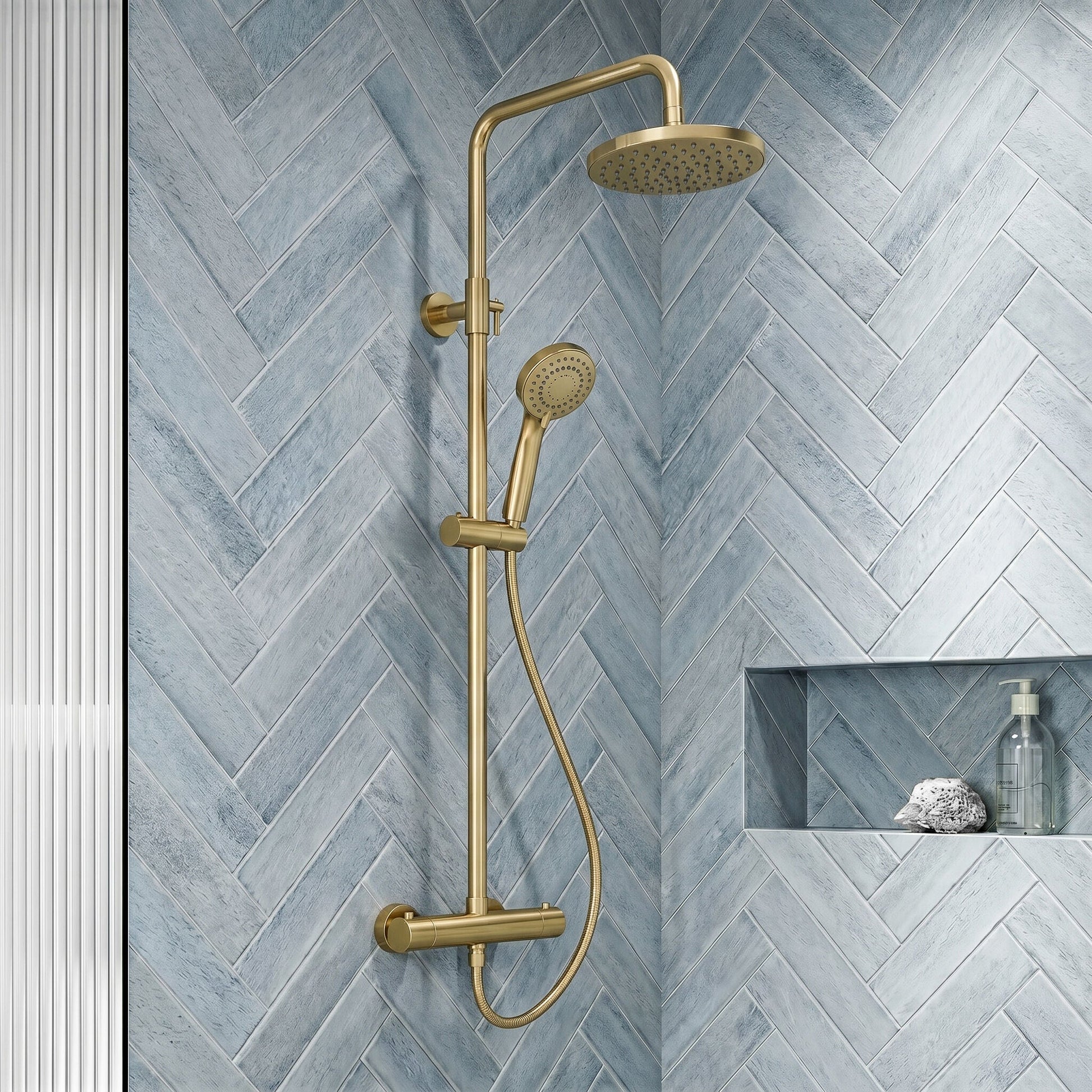 [BSTK875] Consall Round Thermostatic Shower Kit with Fixed Head & Adjustable Handset - Multiple Colours Available - Silo