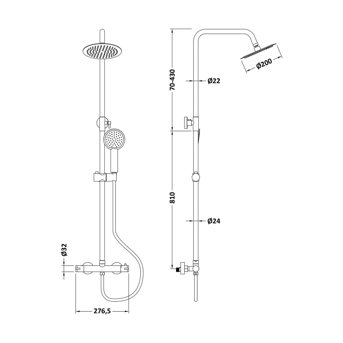 [BSTK895E] Bar Valve & Rigid Riser Kit - Round 32 - Technical Drawing