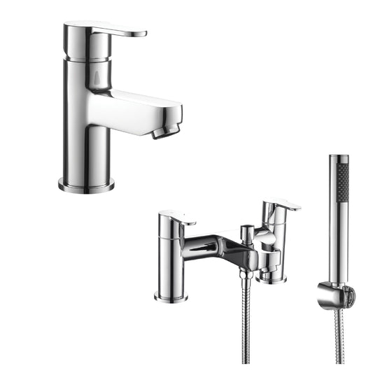 [BT900205] Round Single Lever Mono Basin Mixer Tap and Bath Shower Mixer Tap - Chrome - Cutout