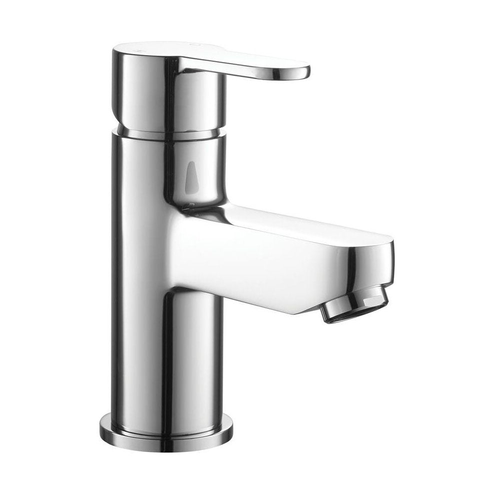 [BT9002] Modern Bathroom Round Mono Basin Mixer Tap with Waste - Chrome - Cutout