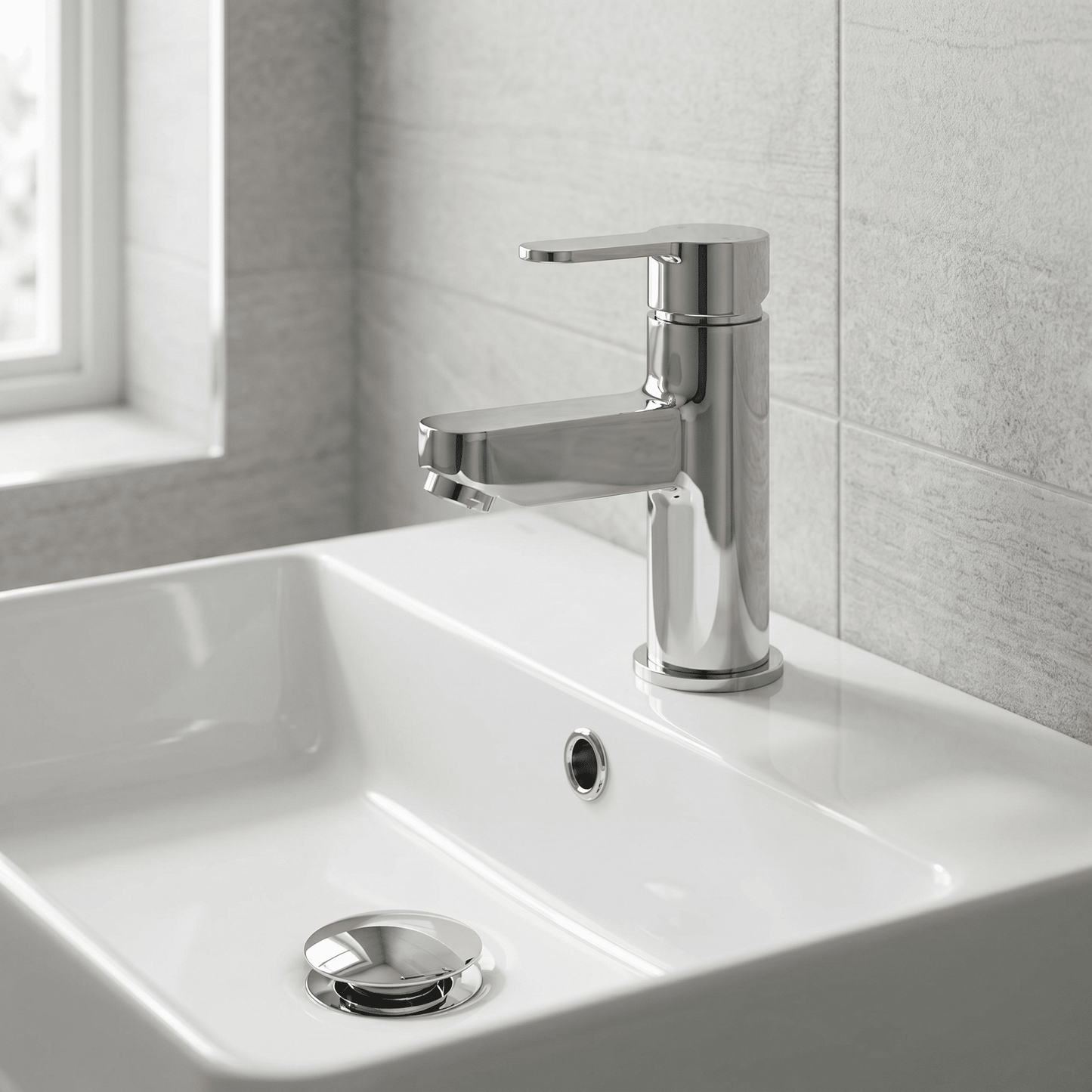 [BT9002] Contemporary Round Mono Basin Mixer Tap with Waste - Silo