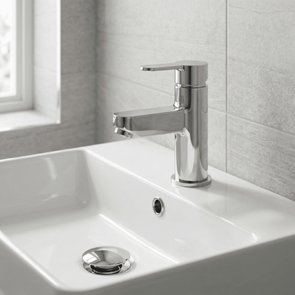 [BT9002] Contemporary Round Mono Basin Mixer Tap with Waste - Silo
