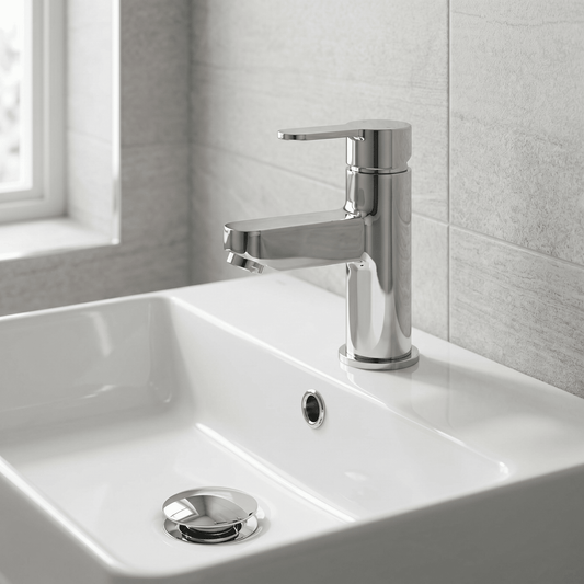 [BT9002] Contemporary Round Mono Basin Mixer Tap with Waste - Silo
