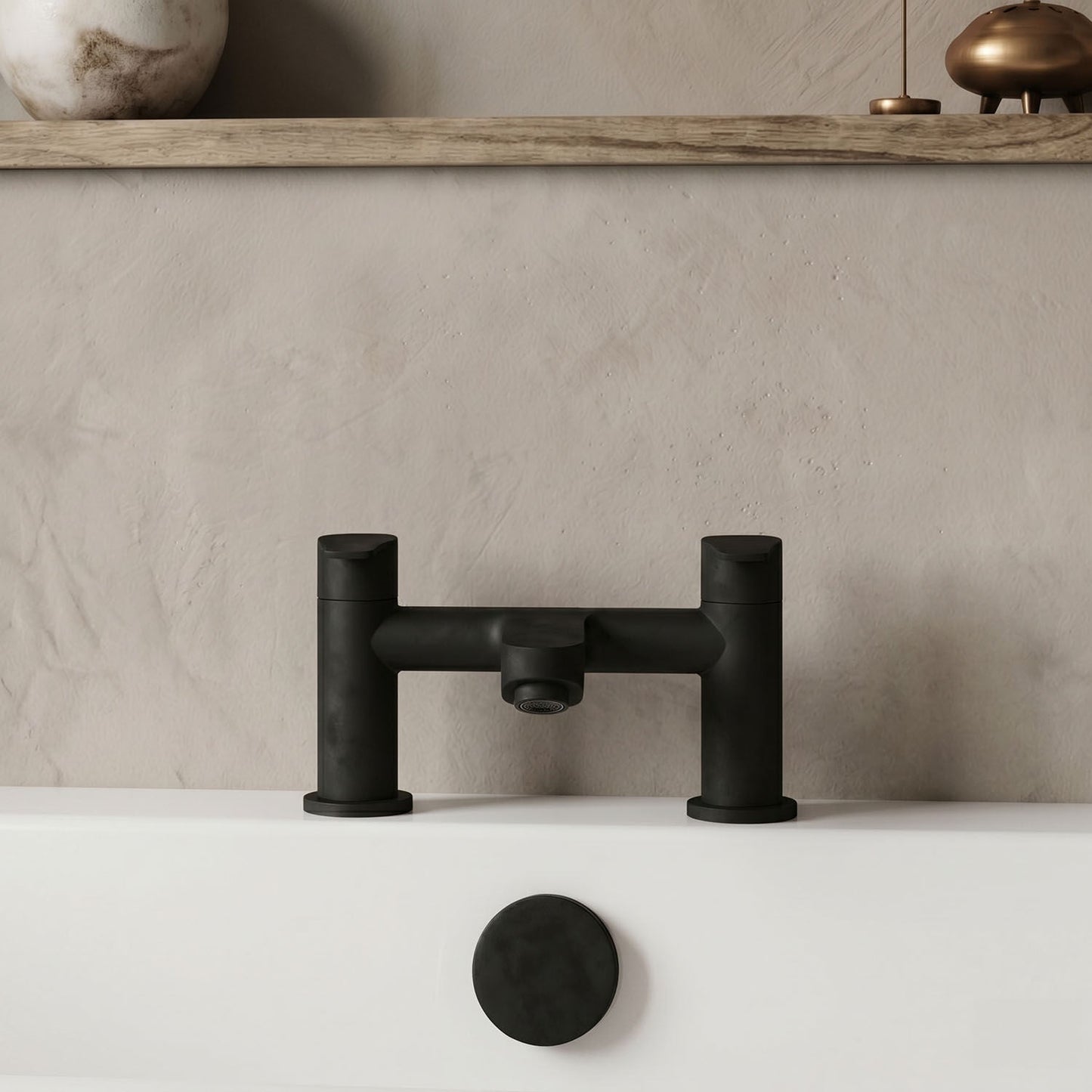 [BT9004BL] Modern Bathroom Round Deck Mounted Bath Filler Tap - Choice of Colour - Silo