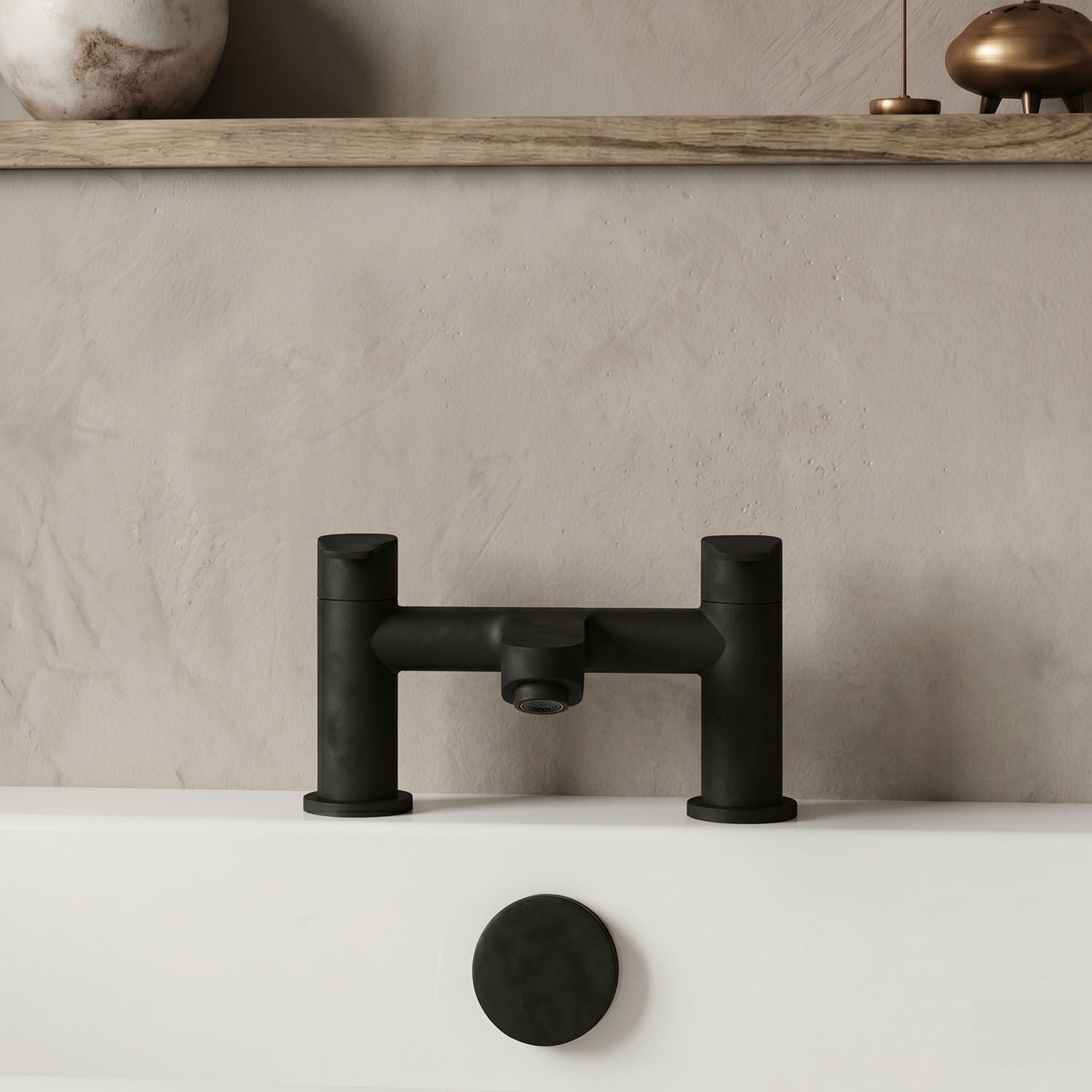 [BT9004BL] Modern Bathroom Round Deck Mounted Bath Filler Tap - Choice of Colour - Silo