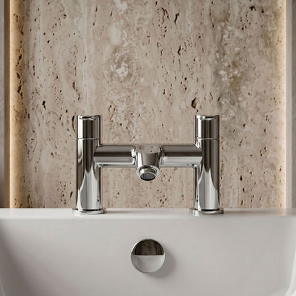 [BT9004] Modern Bathroom Round Deck Mounted Bath Filler Tap - Choice of Colour - Silo