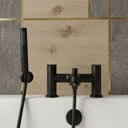[BT9005BL] Modern Bathroom Round Deck Mounted Bath Shower Mixer Tap with Kit - Choice of Colour - Silo