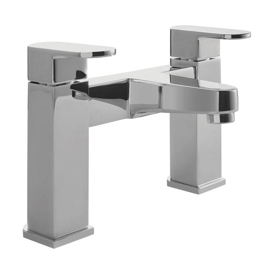 [BT9020] Modern Bathroom Soft Square Deck Mounted Bath Filler Tap - Chrome - Cutout