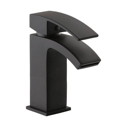 [BT9042BL] Contemporary Bathroom Curved Spout Basin Mixer Tap with Waste - Choice of Colour - Cutout