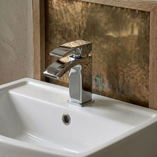 [BT9042] Contemporary Bathroom Curved Spout Basin Mixer Tap with Waste - Choice of Colour - Silo