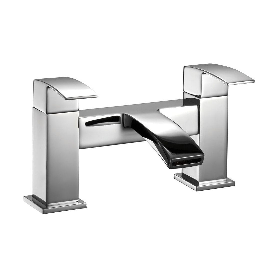 [BT9044] Contemporary Bathroom Curved Spout Deck Mounted Bath Filler Tap - Chrome - Cutout