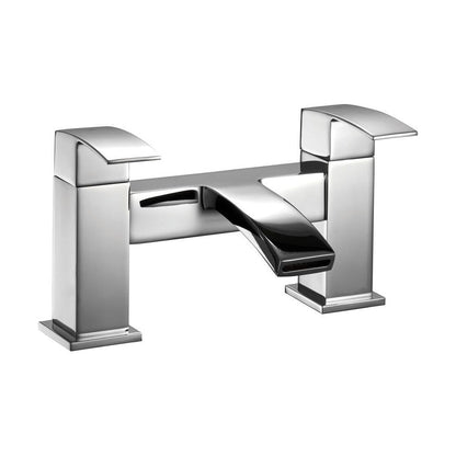 [BT9044] Contemporary Bathroom Curved Spout Deck Mounted Bath Filler Tap - Chrome - Cutout
