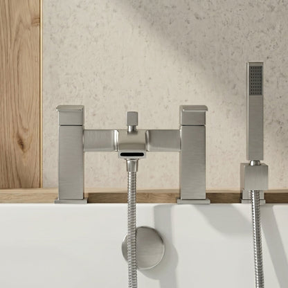 [BT9045] Contemporary Bathroom Curved Spout Deck Mounted Bath Shower Mixer Tap with Kit - Silo
