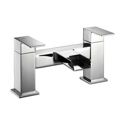 [BT9084] Modern Bathroom Square Waterfall Deck Mounted Bath Filler Tap - Chrome - Cutout
