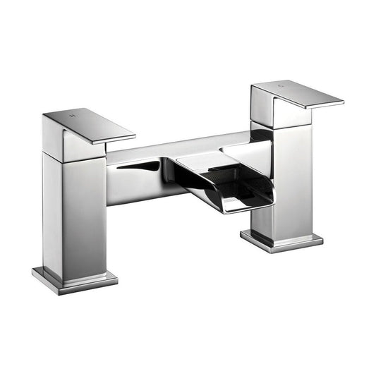 [BT9084] Modern Bathroom Square Waterfall Deck Mounted Bath Filler Tap - Chrome - Cutout