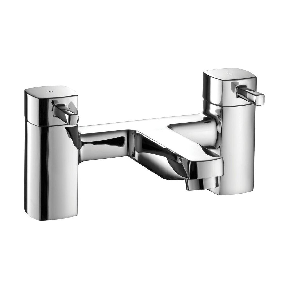 [BT9099] Contemporary Bathroom Square Deck Mounted Bath Filler Tap - Chrome - Cutout