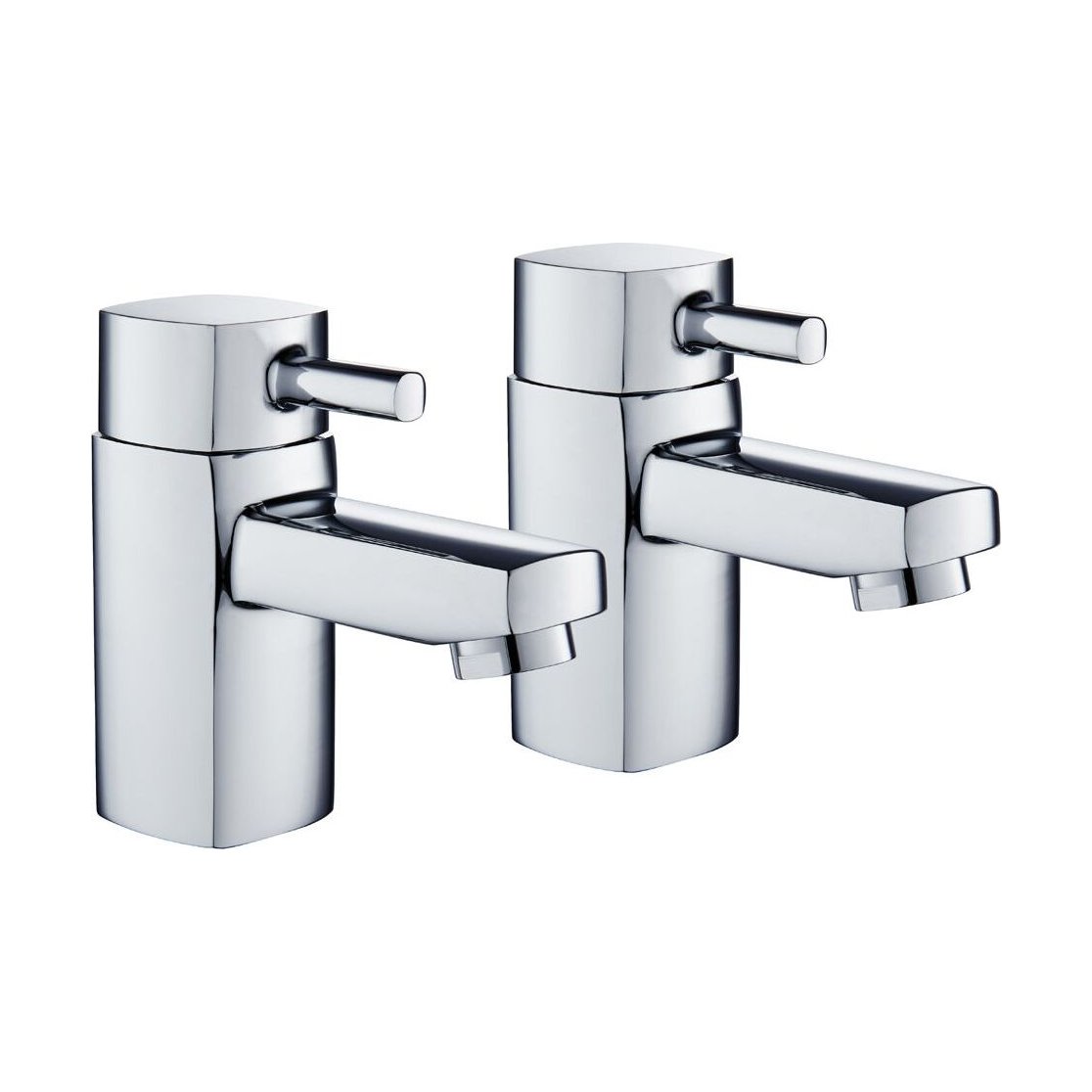 [BT9101] Contemporary Bathroom Square Basin Pillar Taps - Chrome - Cutout