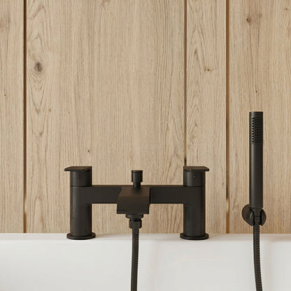 [BT9108BL] Modern Bathroom Curved Spout Deck Mounted Bath Shower Mixer Tap with Kit - Choice of Colour - Silo