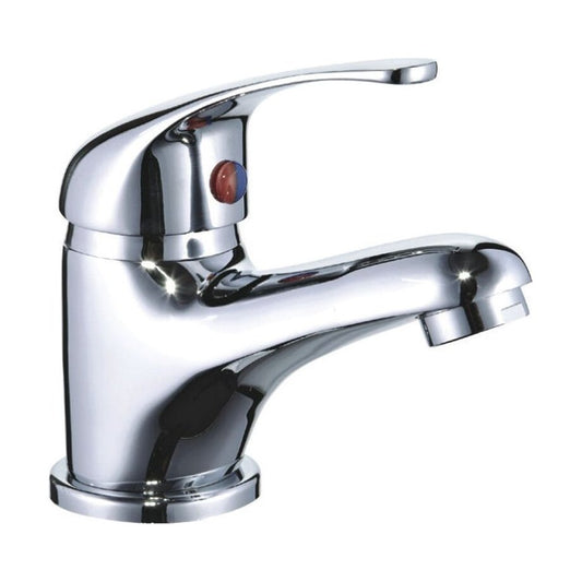 [BT9112] Contemporary Bathroom Mini Basin Tap – Round Lever, 110 x 50mm, Chrome - Cutout