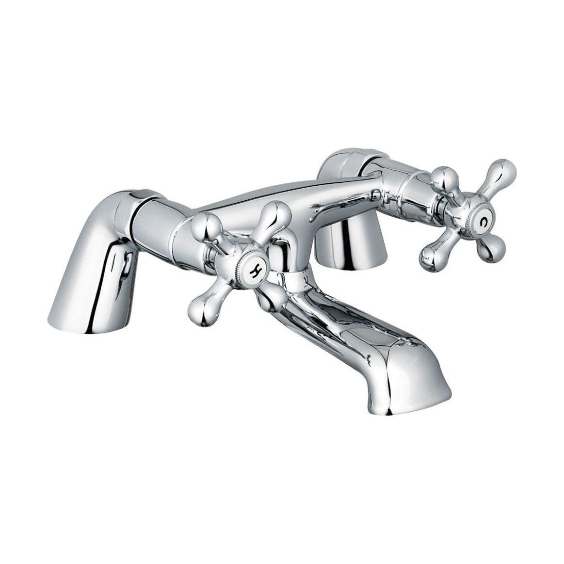 [BT9123] Traditional Bathroom Crosshead Handle Bath Filler Tap - Chrome - Cutout