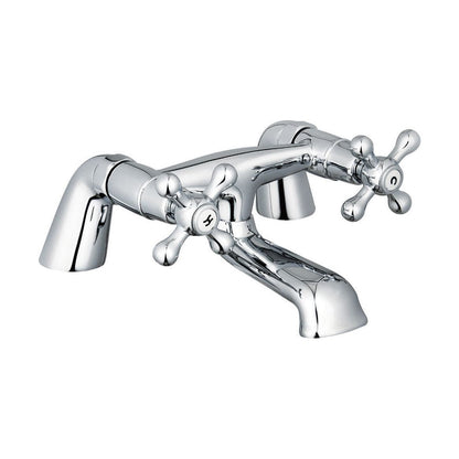 [BT9123] Traditional Bathroom Crosshead Handle Bath Filler Tap - Chrome - Cutout