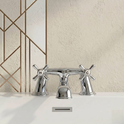 [BT9123] Traditional Bathroom Crosshead Handle Bath Filler Tap - Chrome - Silo