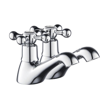 [BT9125] Traditional Bathroom Crosshead Handles Basin Pillar Taps - Chrome - Cutout