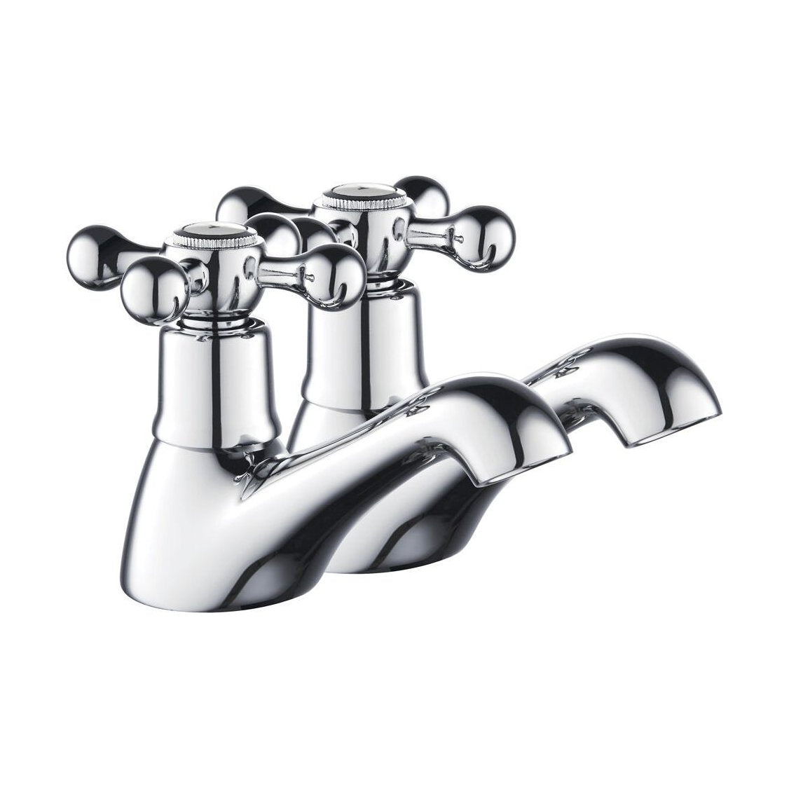 [BT9126] Traditional Bathroom Crosshead Handles Bath Pillar Taps - Chrome - Cutout
