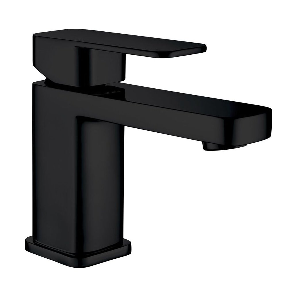 [BT9136BL] Modern Bathroom Soft Square Mono Basin Mixer Tap with Waste - Chrome - Cutout