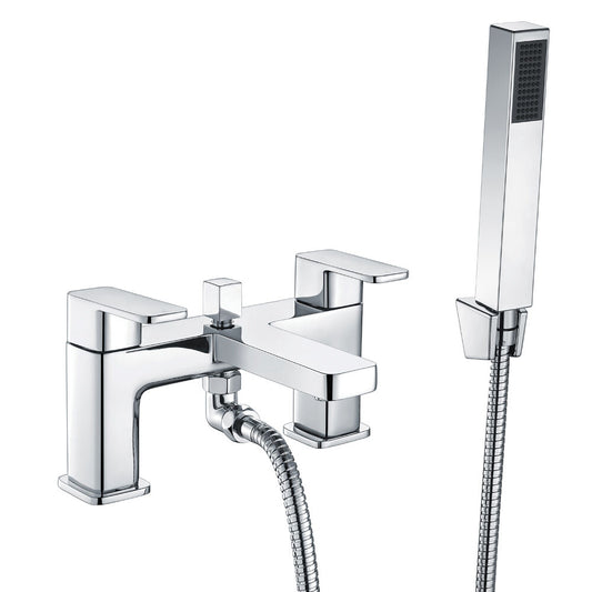 Modern Bathroom Soft Square Bath Shower Mixer Tap - Chrome